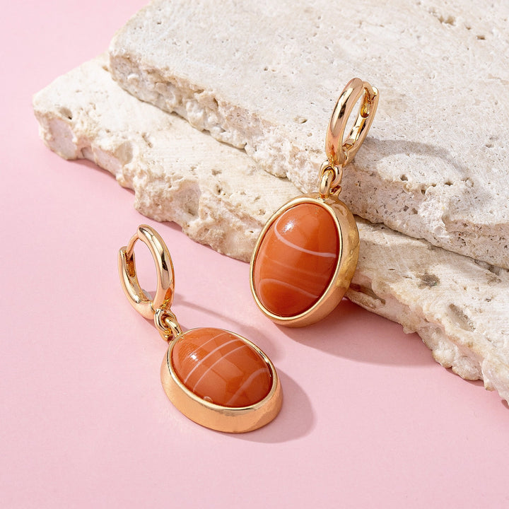 Oval Stone Drop Huggies