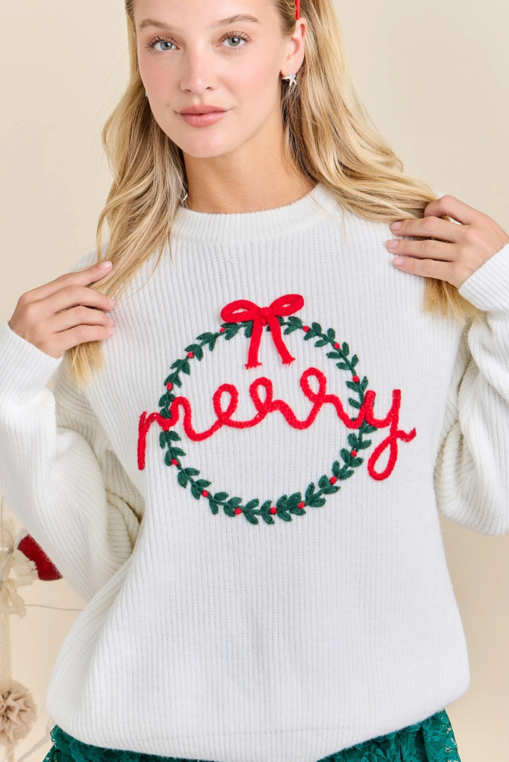 Merry Wreath Knit Sweater