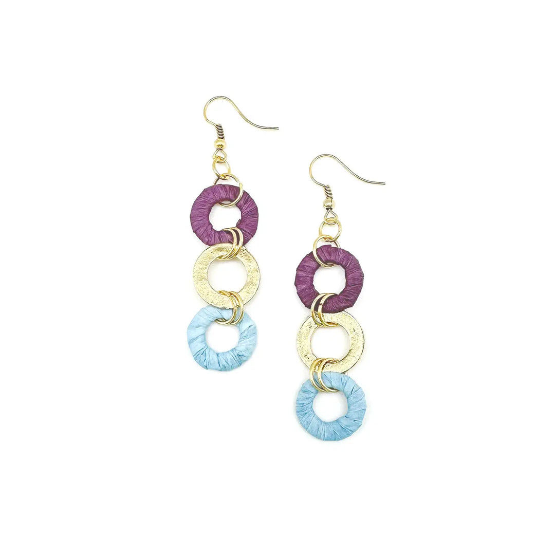 Sachi Raffia Earrings - Purple Small Rings