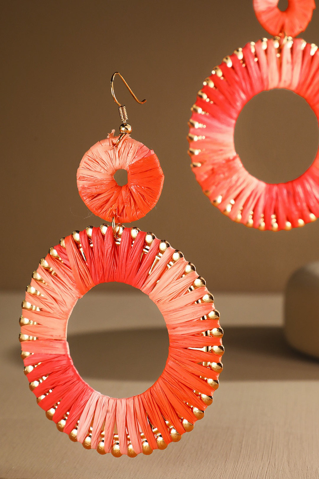 Double Round Raffia Dangles