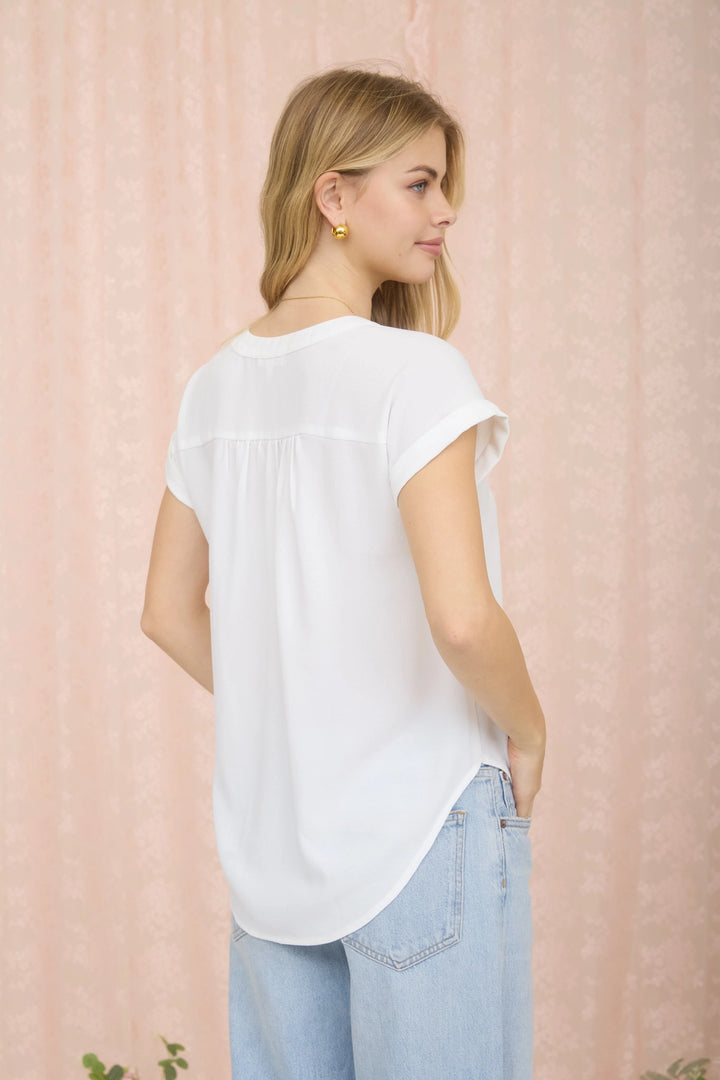 Cuffed Sleeve Button Down Top