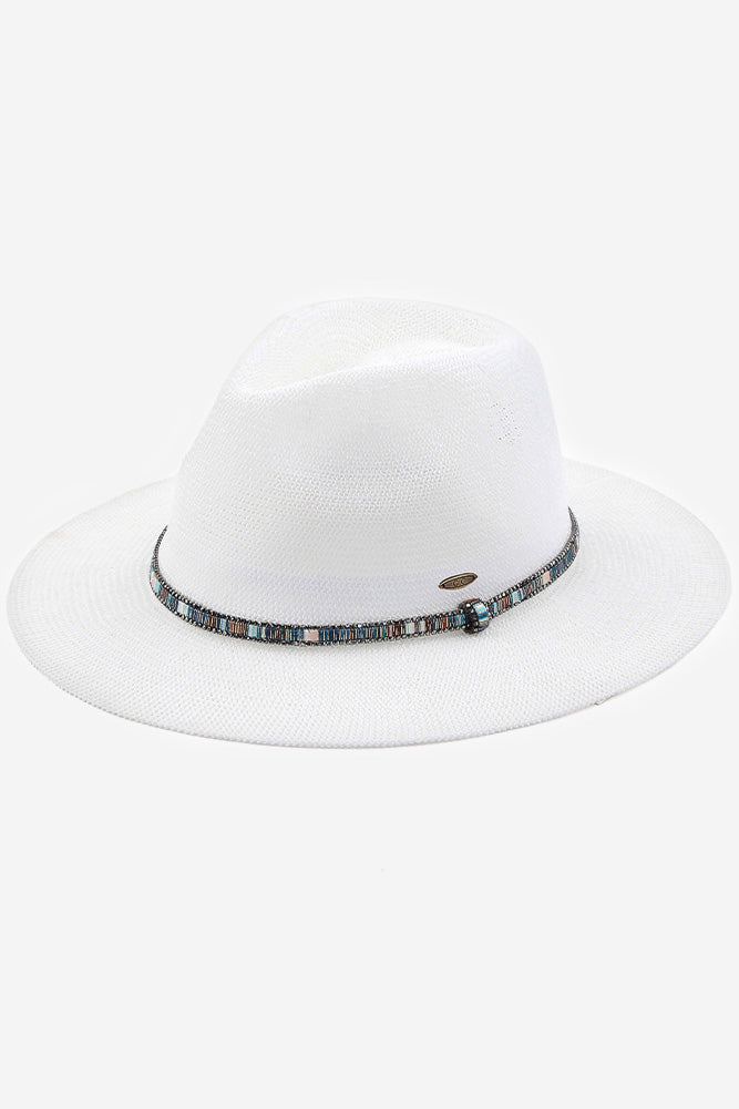 Striped Trim Panama Hat