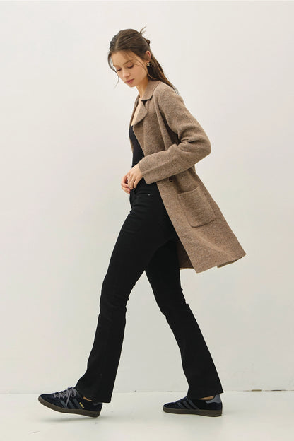 Trench Style Knit Cardigan