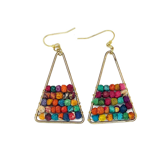 Aasha Small Beaded Triangle Earrings