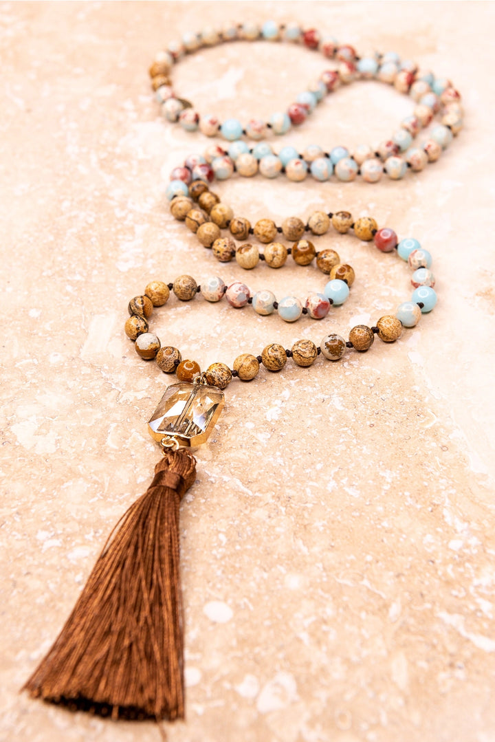 Long Tassel Sandstone Necklace