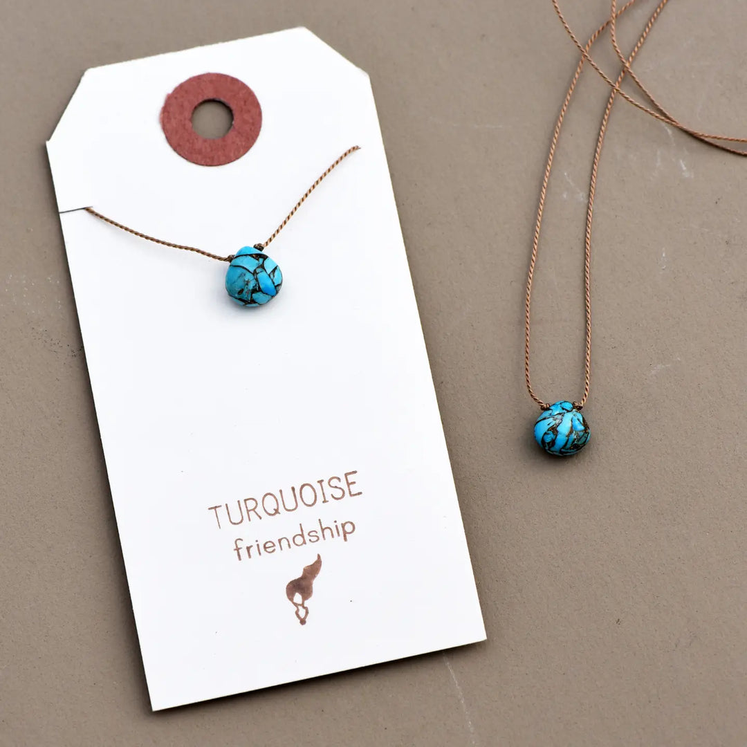 Teardrop Gemstone Necklace On Silk Cord