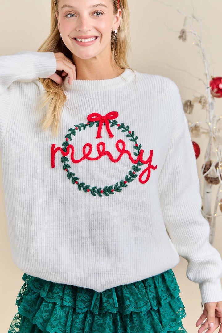 Merry Wreath Knit Sweater