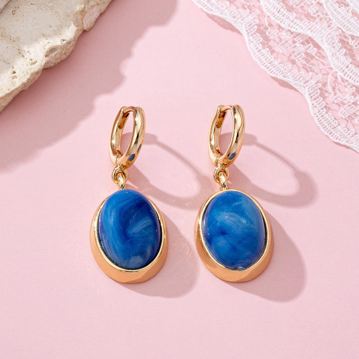 Oval Stone Drop Huggies