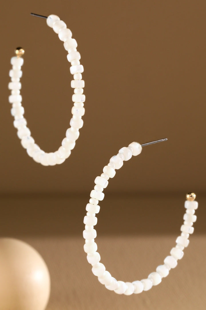 Pearl + Glass Bead Hoops