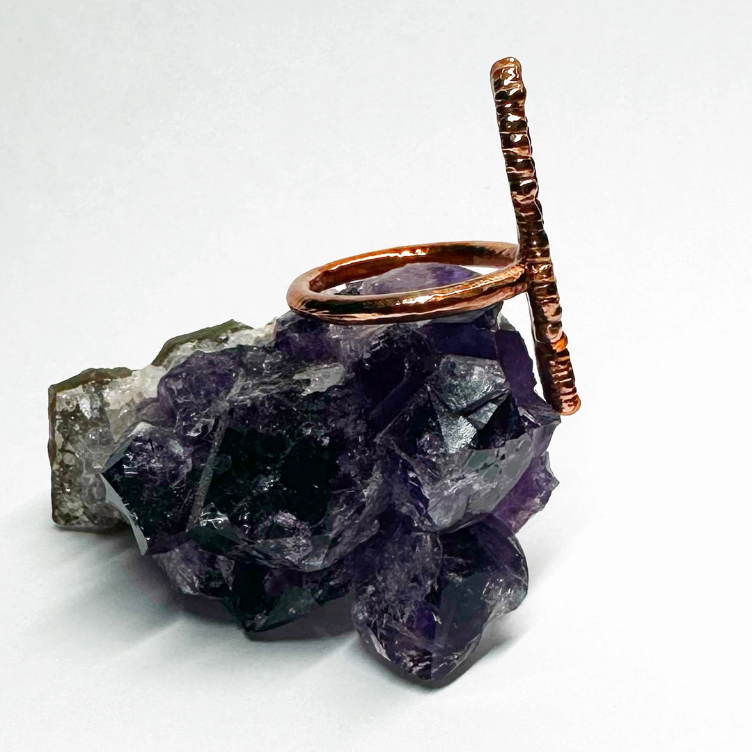 Carved Abalone Feather Ring