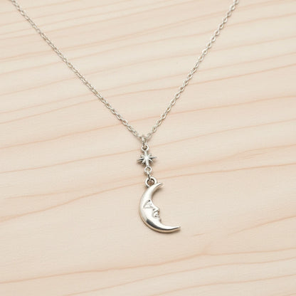 18K Star + Crescent Moon Necklace