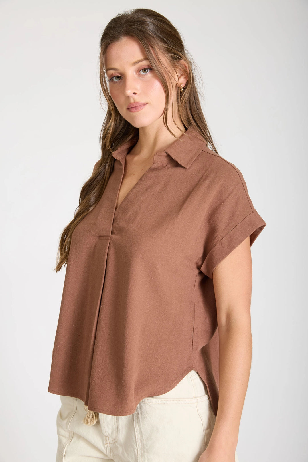 Collared Short Sleeve Top