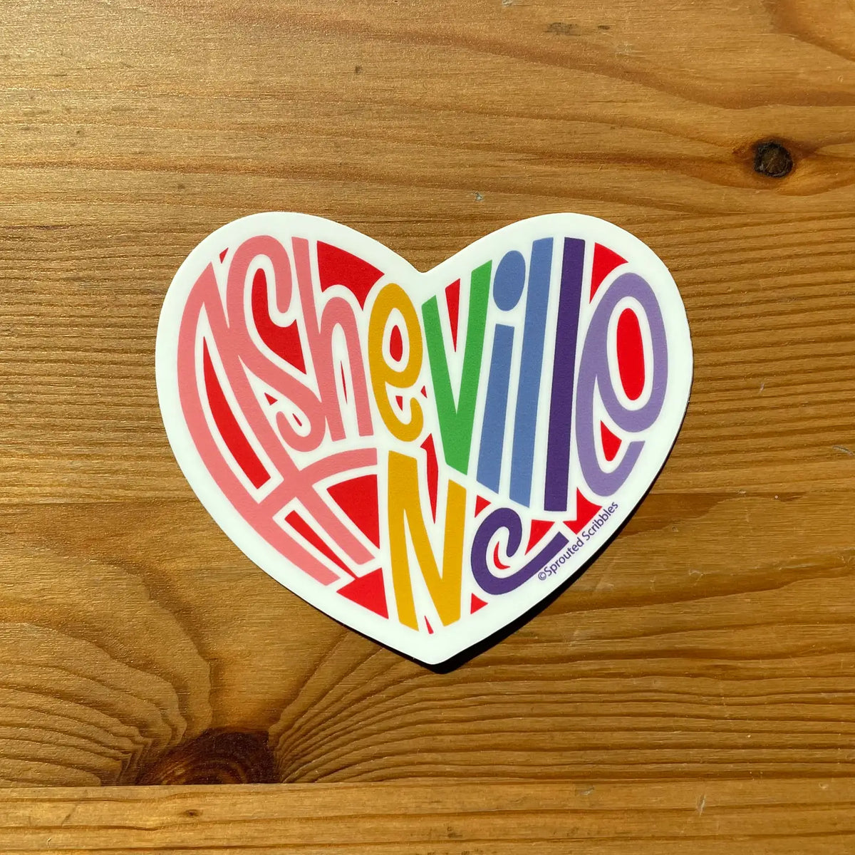 Asheville Rainbow Heart Sticker