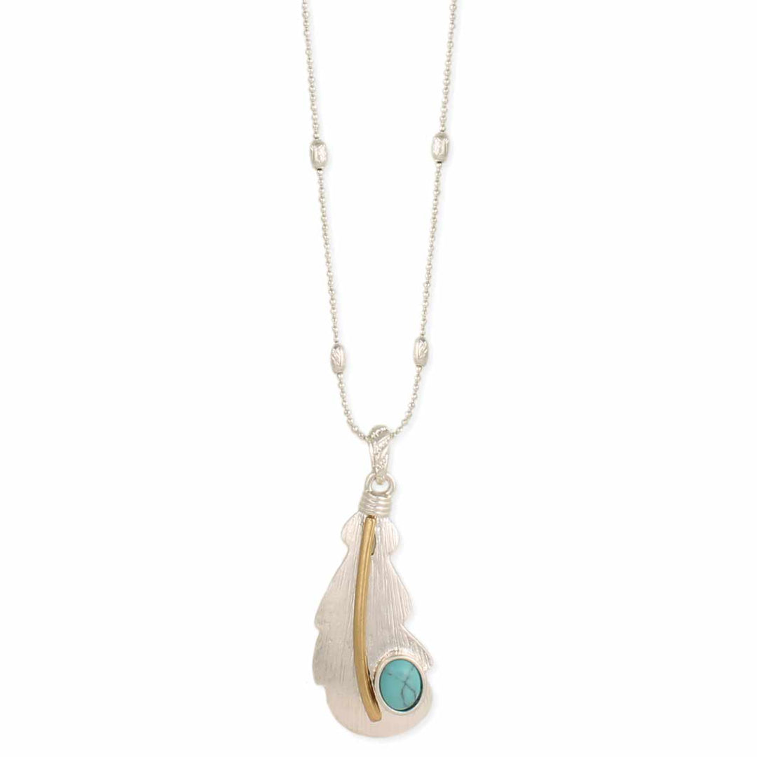Feather + Turquoise Necklace