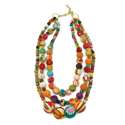 Aasha Three Strand Beaded Necklace