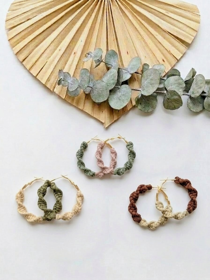 Colorblock Macramé Hoops