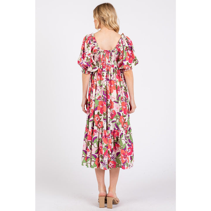 Square Neck Flower Print Dress