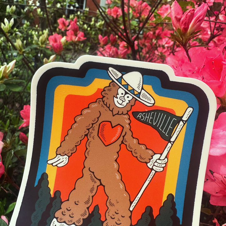 Heart Bigfoot Asheville Sticker