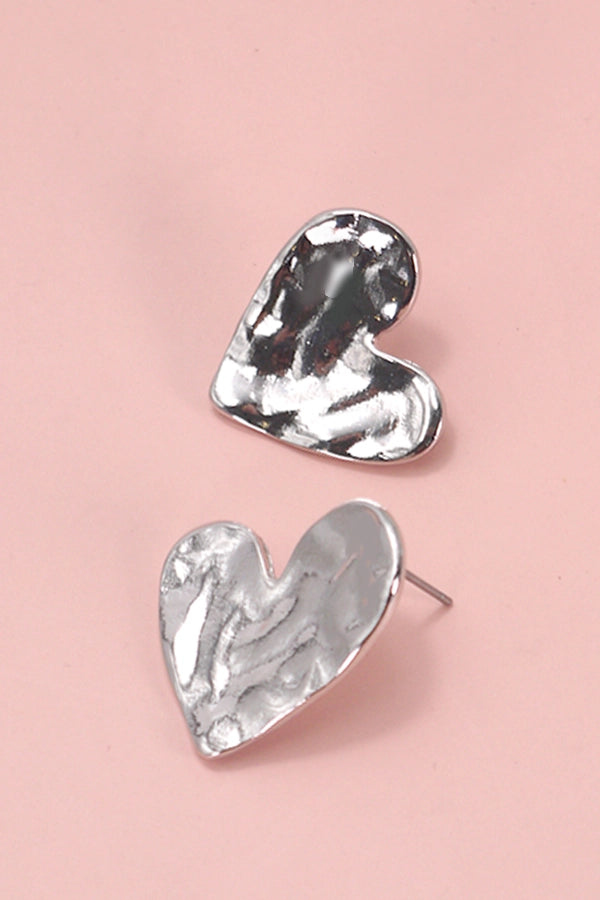 Hammered Heart Studs