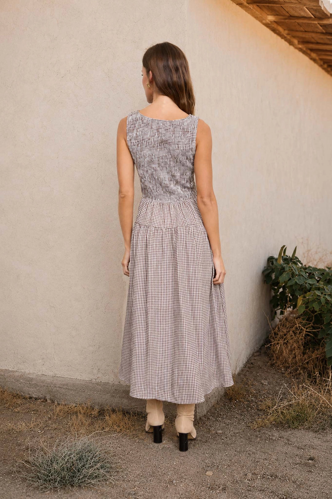 Smocked Top Gingham Dress