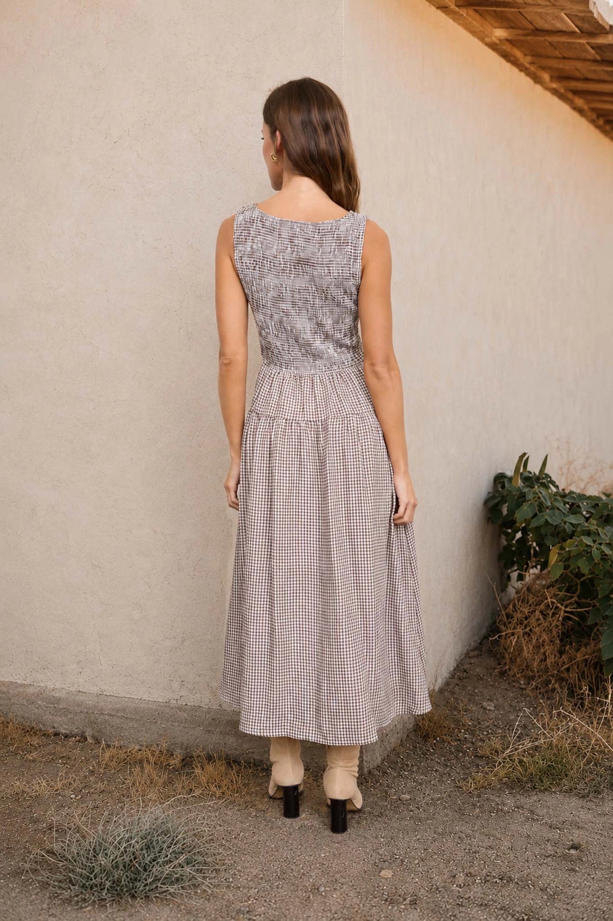 Smocked Top Gingham Dress