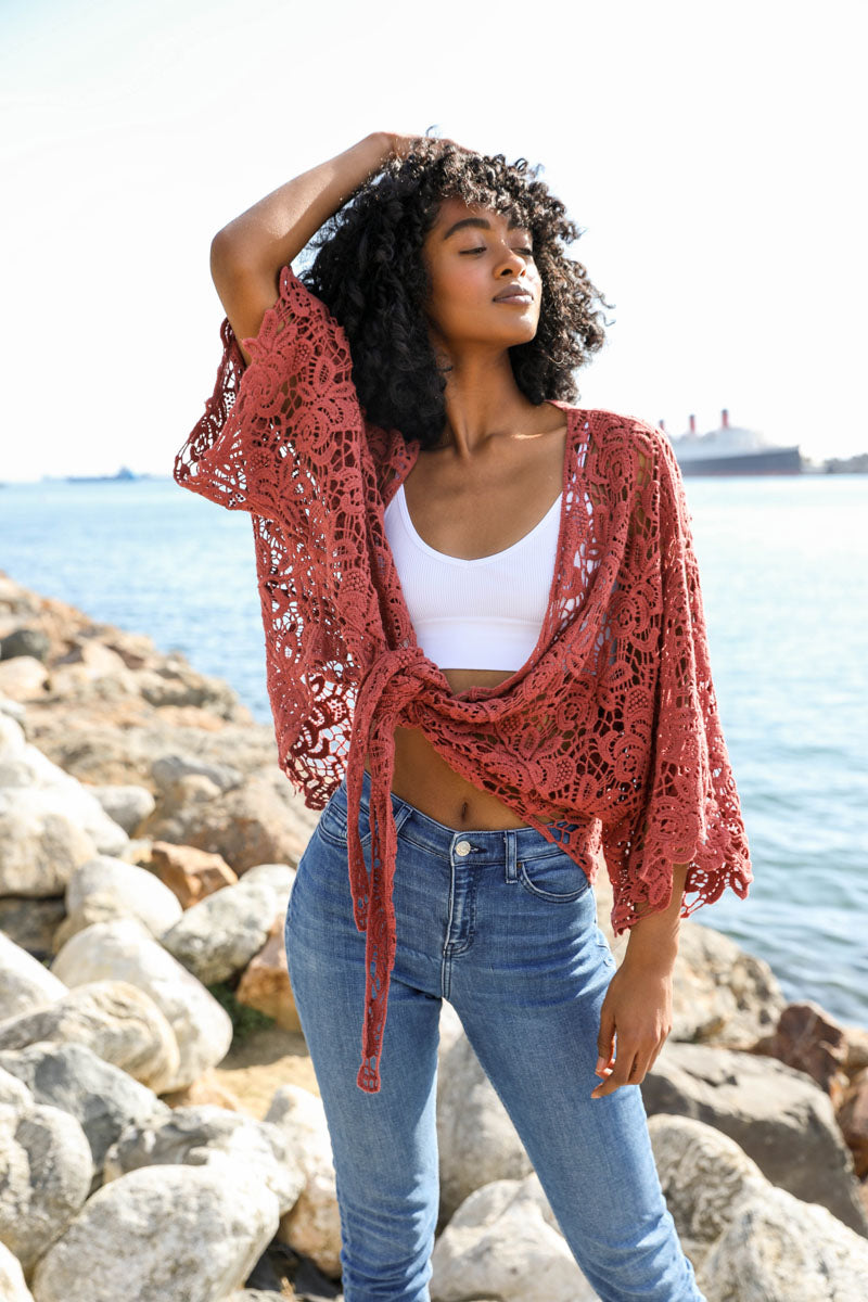 Floral Crochet Sleeved Wrap