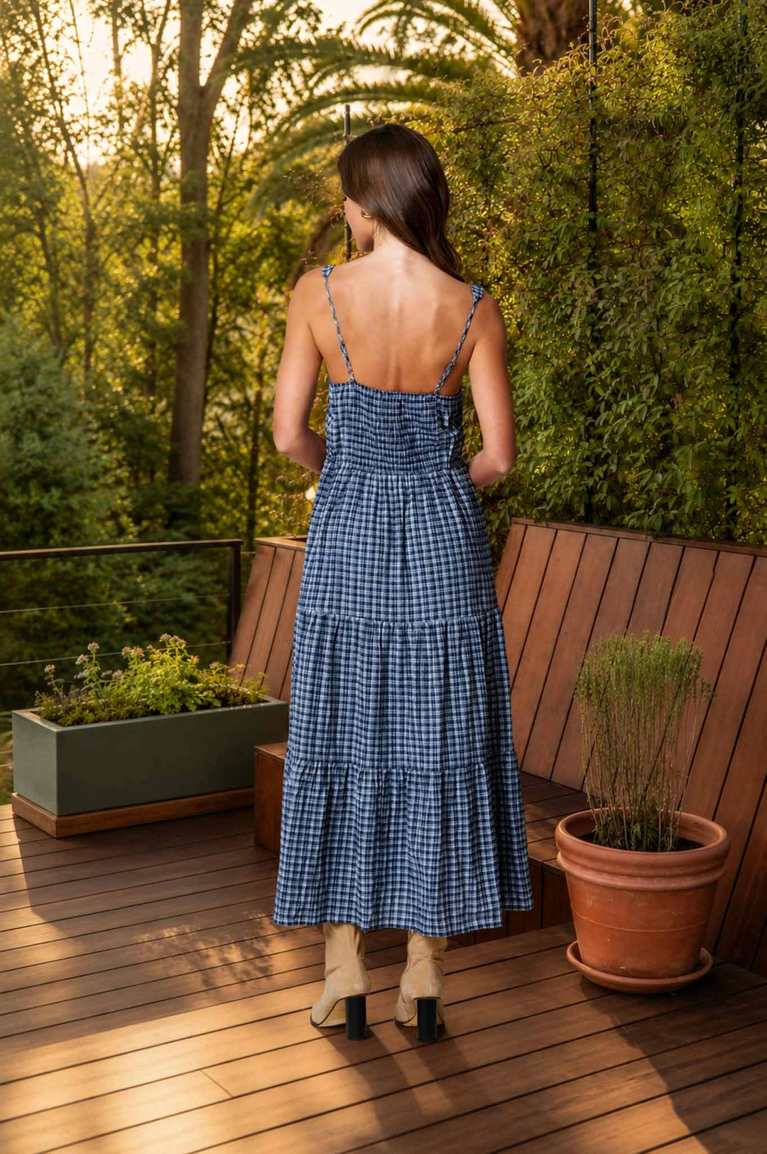 Plaid Pattern Tiered Dress