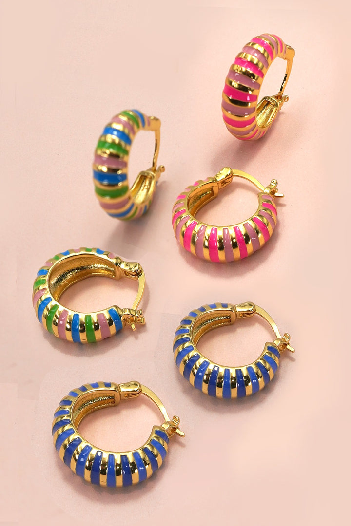Ceramic Stripe Huggie Hoops