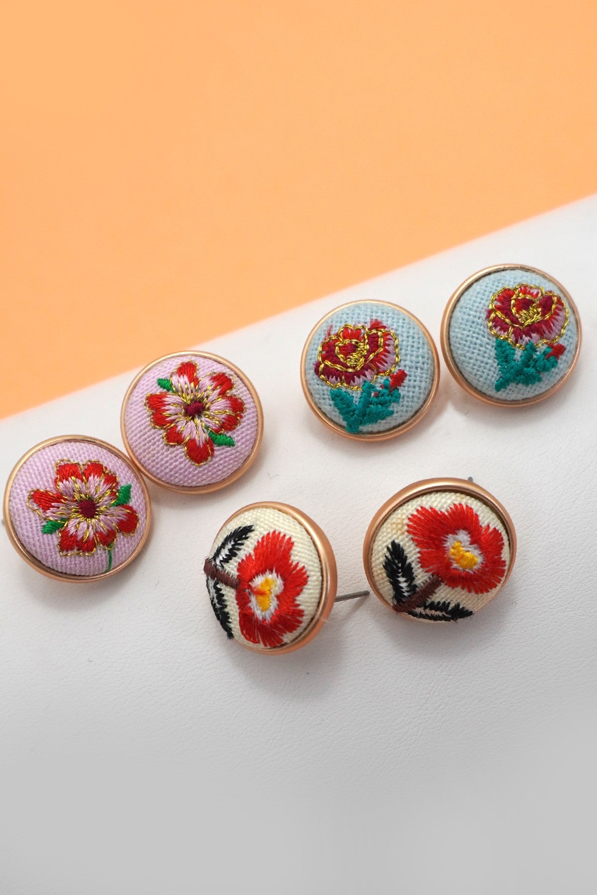 Embroidered Floral Studs