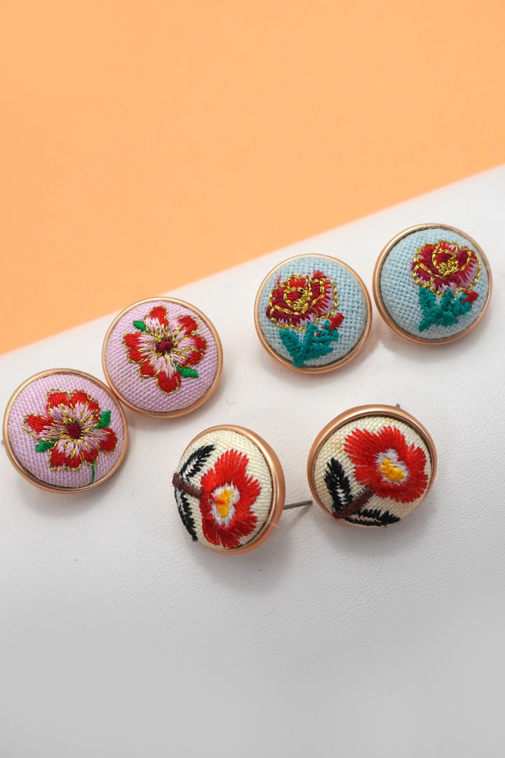 Embroidered Floral Studs
