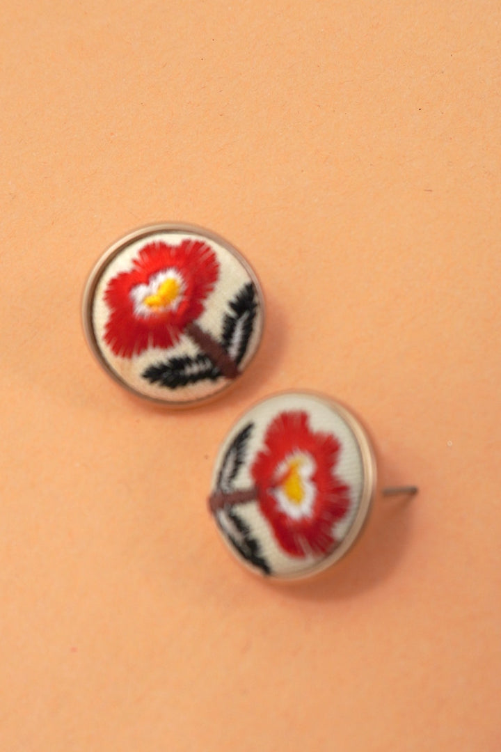 Embroidered Floral Studs