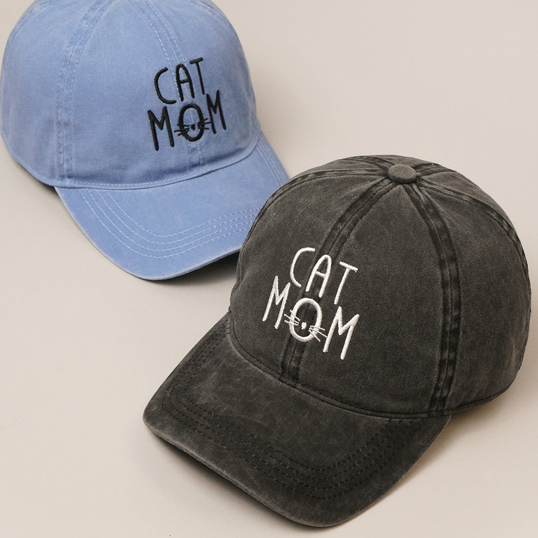 'Cat Mom' Embroidered Baseball Cap
