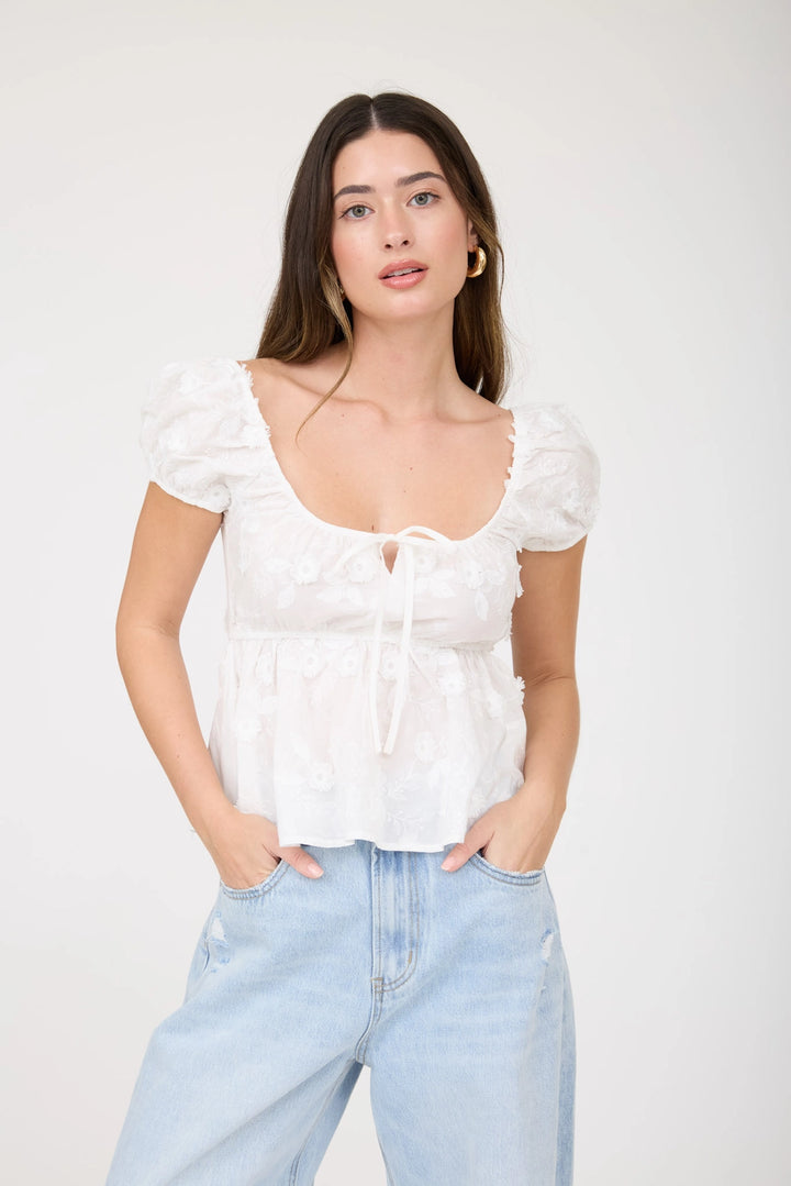 Floral Embroidered Cotton Top