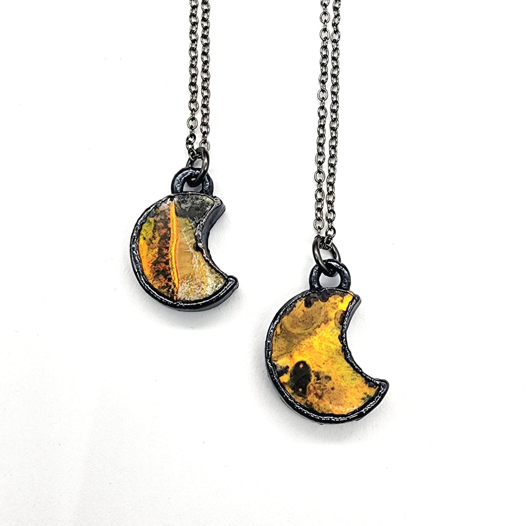 Petite Bumblebee Jasper Moon Necklace