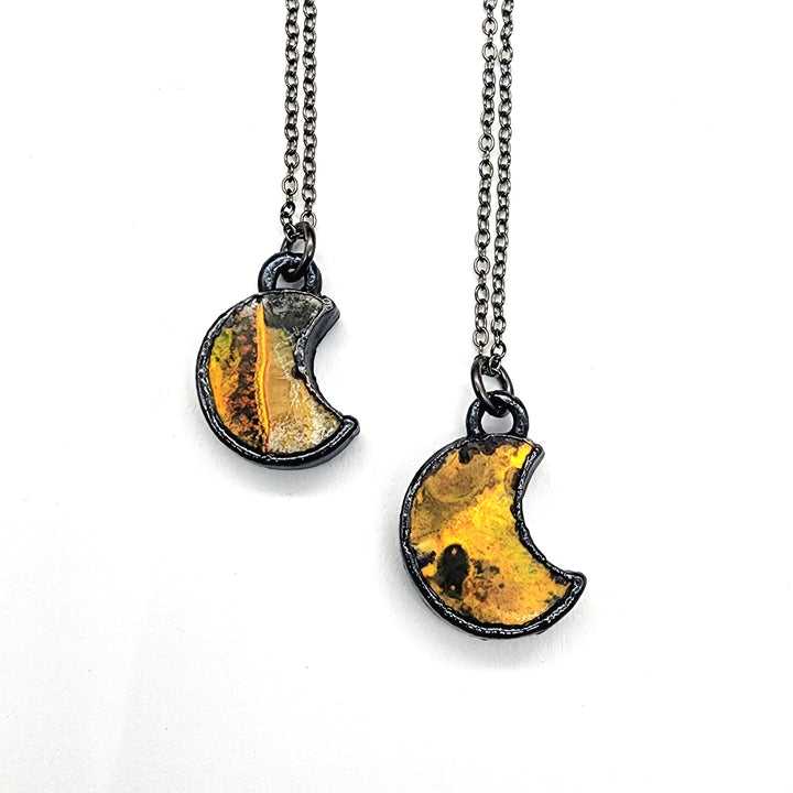 Petite Bumblebee Jasper Moon Necklace