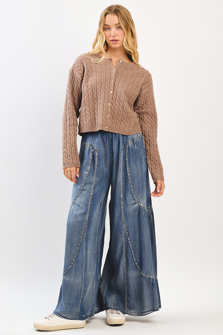 Ruffled + Tiered Chambray Pants