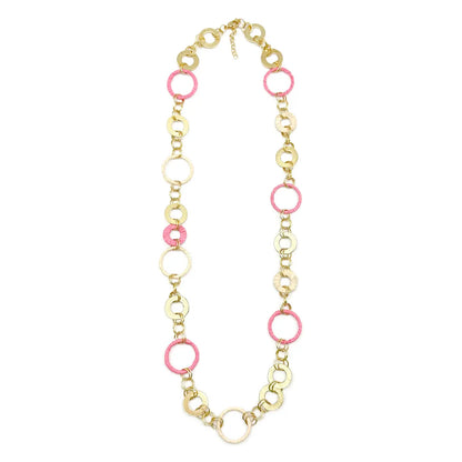 Sachi Raffia Necklace - Pink + Cream