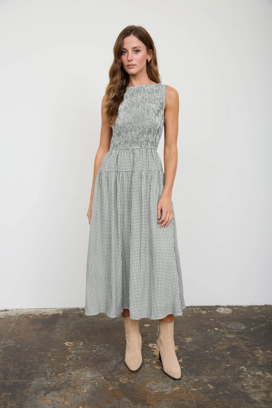 Smocked Top Gingham Dress