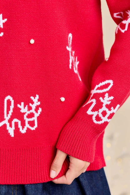 'Ho Ho Ho' Pearl Knit Sweater