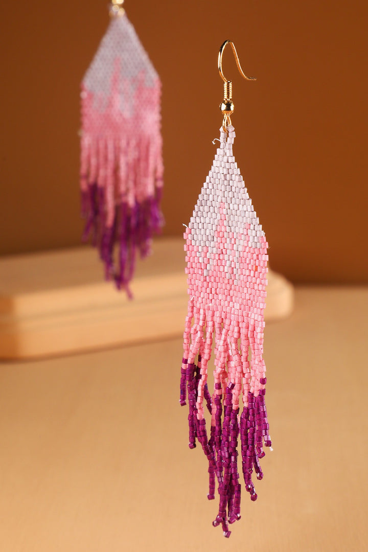 Ombre Seed Bead Fringe Earring