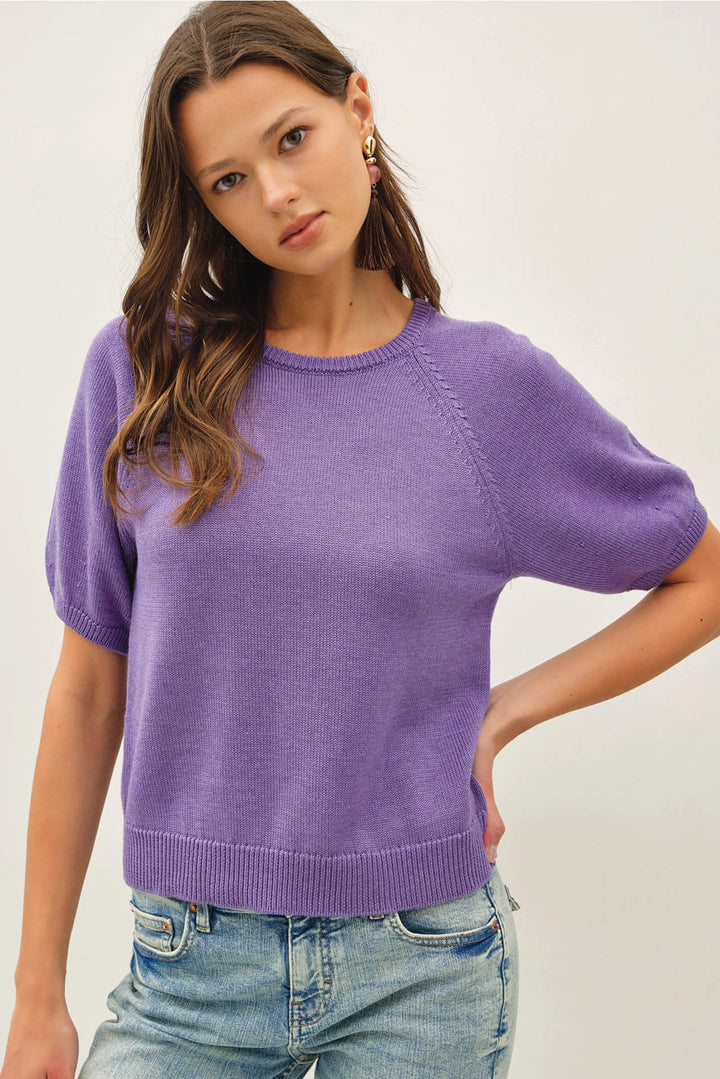 Raglan Short Sleeve Knit Top