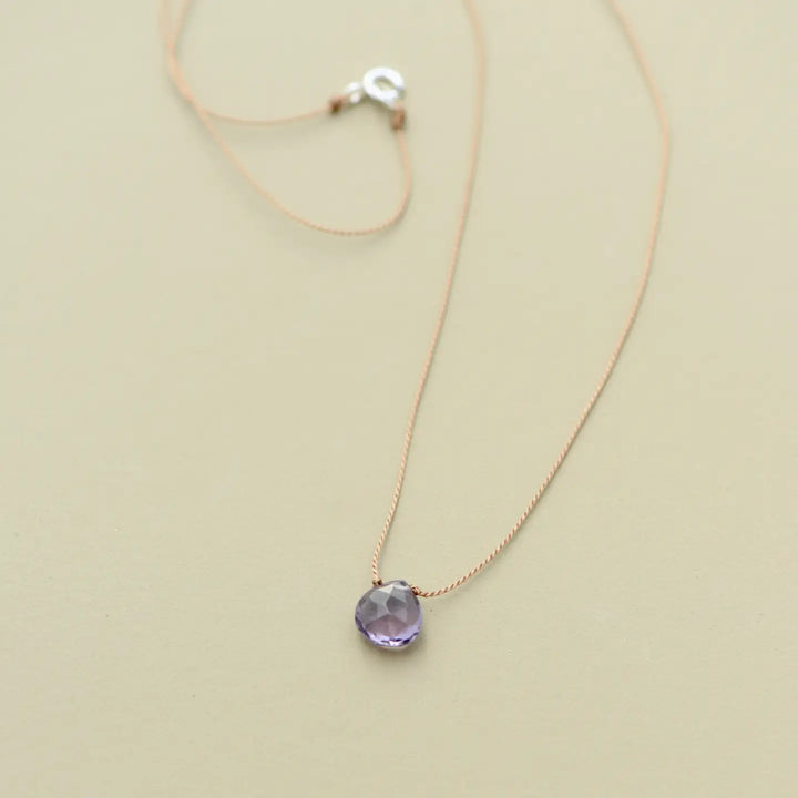 Teardrop Gemstone Necklace On Silk Cord