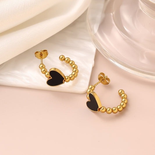 Beads + Heart Hoops