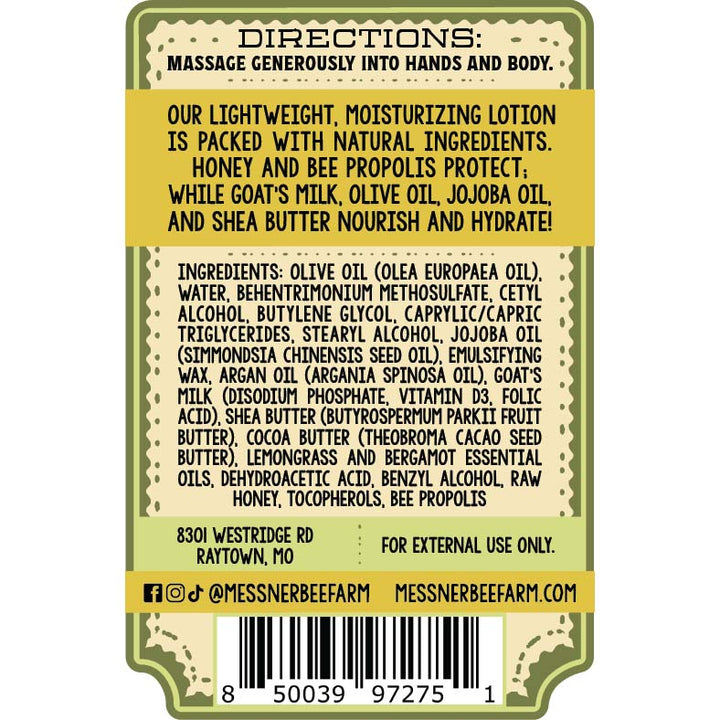 Lemongrass Bergamot - Milk and Honey Lotion 2oz