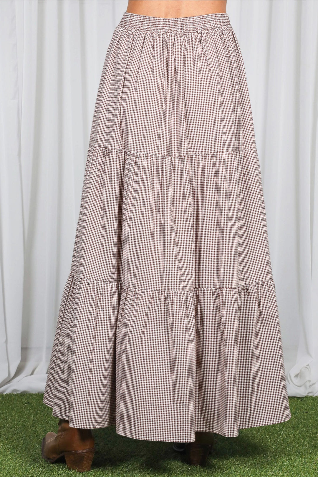Cotton Gingham Maxi Skirt