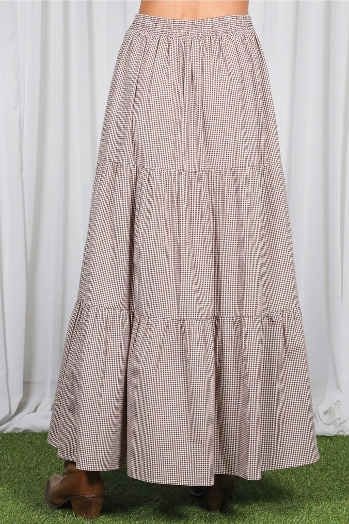 Cotton Gingham Maxi Skirt