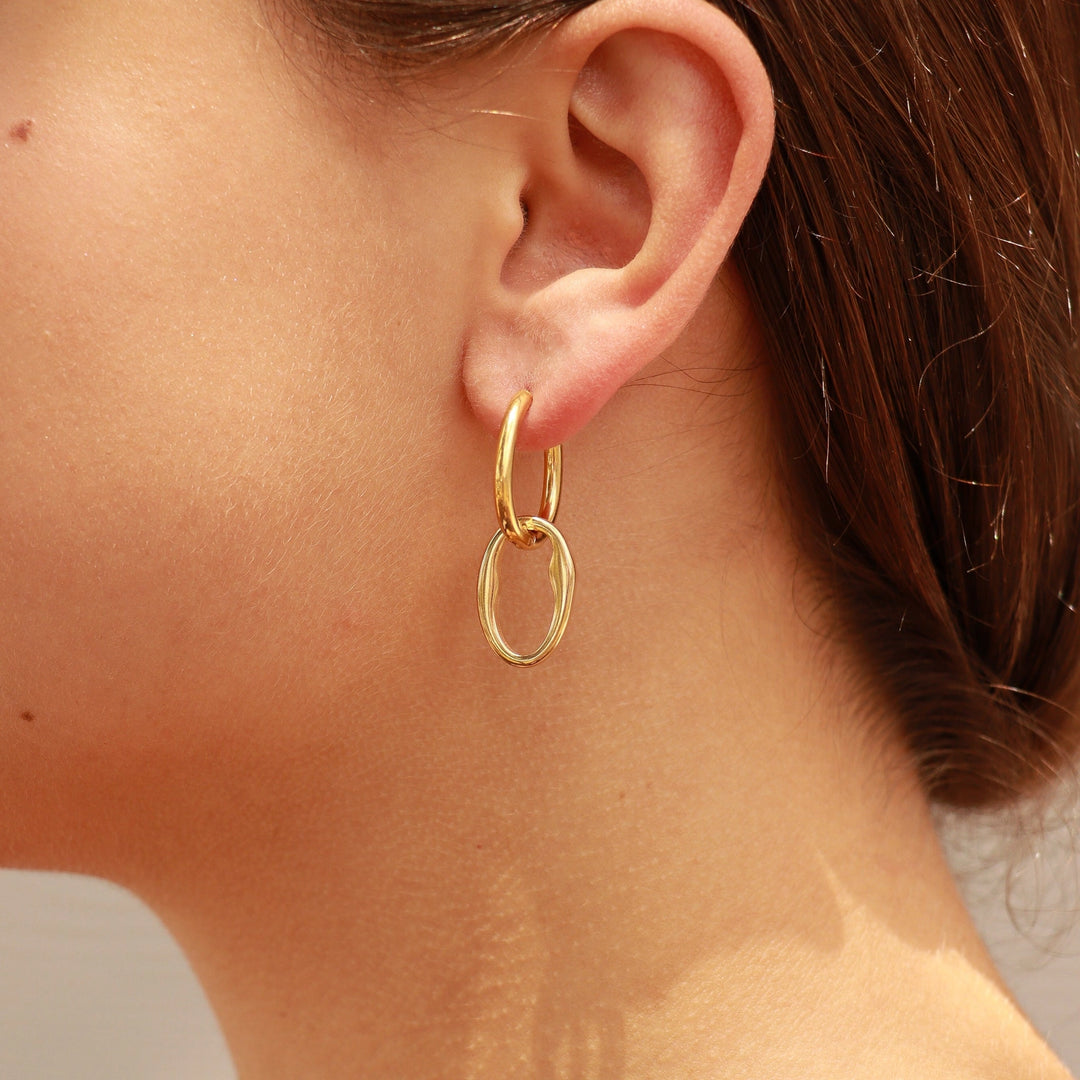 Interlocked Oval Pendant Earrings