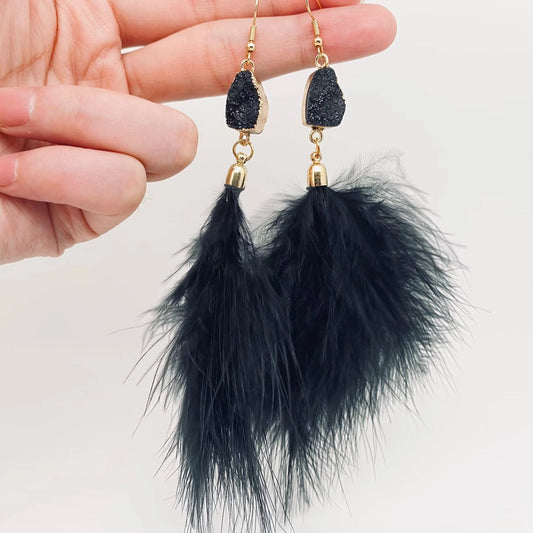 Feather + Stone Dangles