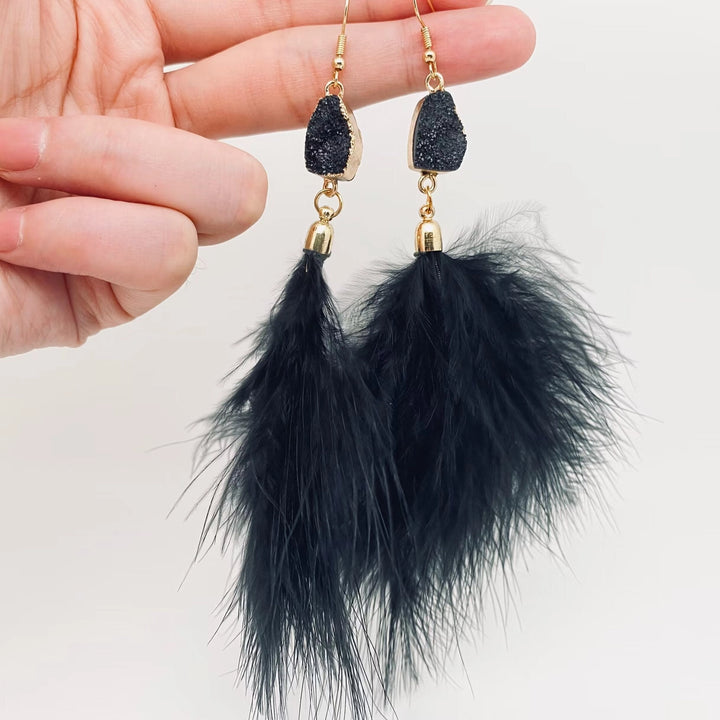 Feather + Stone Dangles