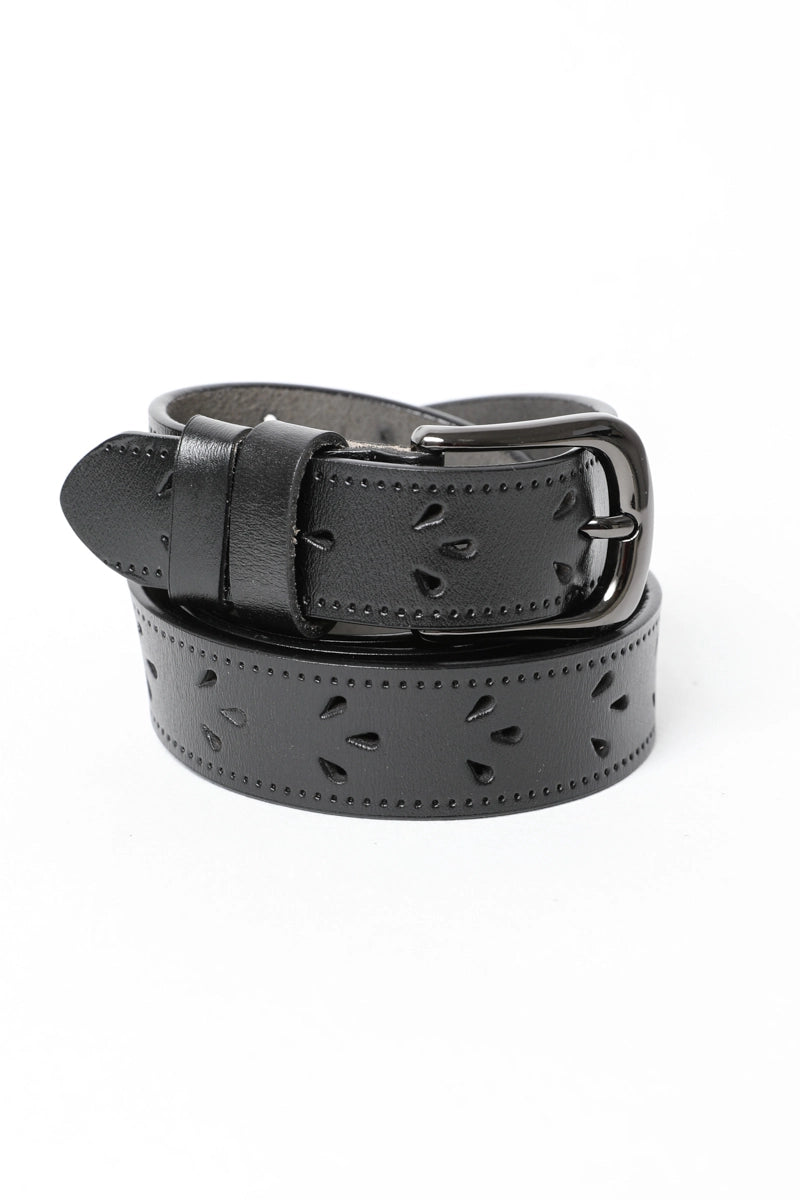 Petal Punch Out Leather Belt
